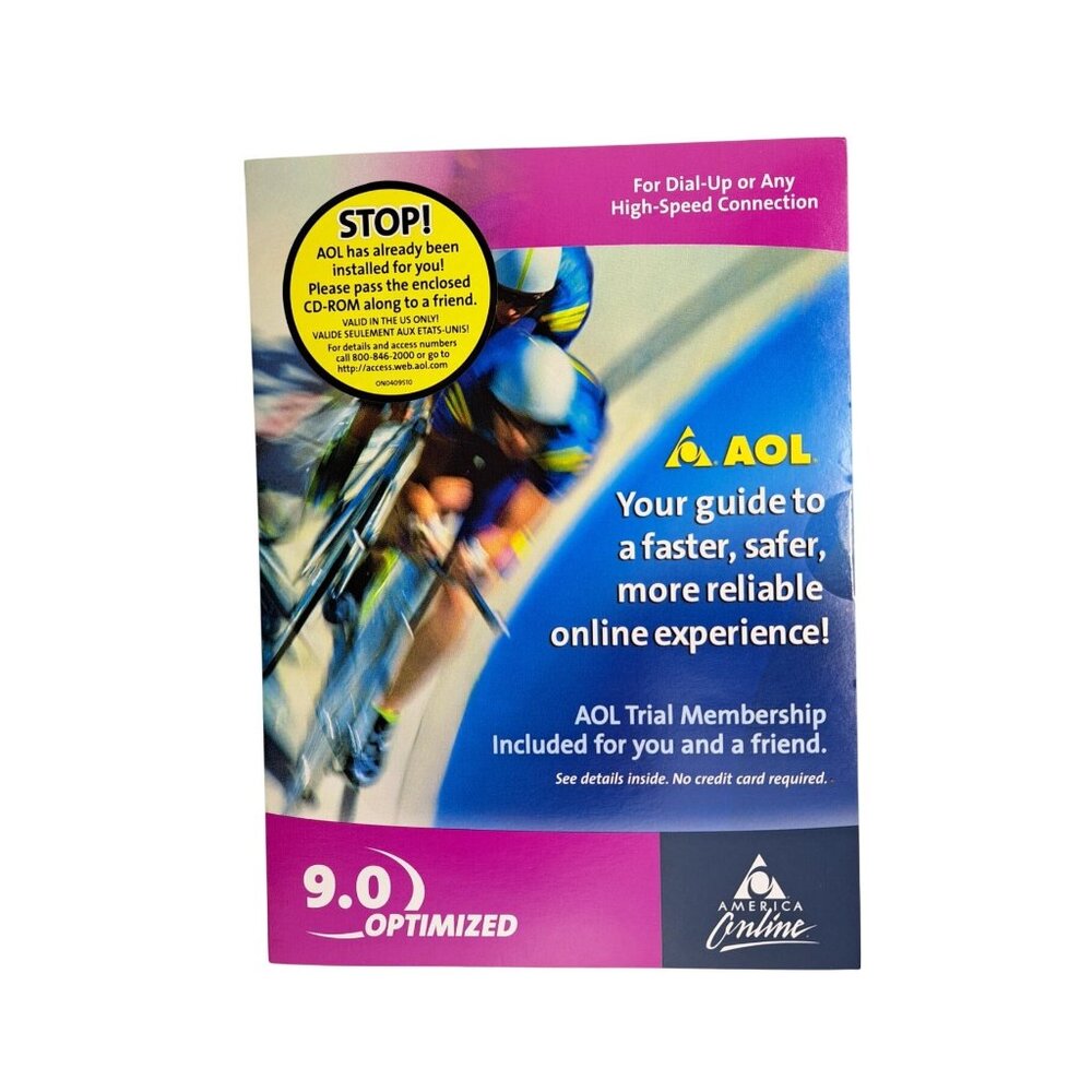 AOL 9.0 Optimized Software CD-ROM Disc New Unopened Internet US Only Gag Gift